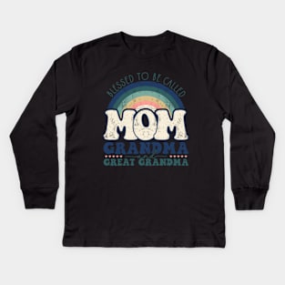 Sunflower Blessed To Be Called mom grandma Mother's Day Kids Long Sleeve T-Shirt